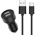 АЗУ Devia Smart Dual USB Car Charger Suit 2 USB + кабель Micro USB, черный