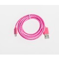 Кабель Prolike USB Micro 5 pin AM-BM нейлоновая оплетка, 1,2 м, розовый