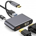 Адаптер Bakeey 4-в-1 USB-C с 60-ваттным зарядным устройством Type-C PD / USB 3.0 / 4K HD-видеовыход / VGA