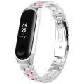 Ремешок для браслетов Bakeey для Xiaomi Mi Band 3/4 нержавеющая сталь, серебро с розовым