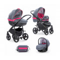 Tutis Zippy New To-To - коляска 3 в 1 на черной раме серо-малиновый