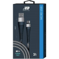 Дата-кабель BoraSCO USB - Micro USB, 3А, 1м, Fishbone, в нейлоновой оплетке, витой, серый