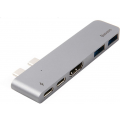 Металлический адаптер Baseus 5 в 1 с двойным Type-C /2 хUSB 3.0 / HDMI