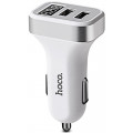 Автомобильное ЗУ HOCO Z3 Dual USB, с дисплеем, серебристо-белый