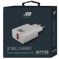 СЗУ адаптер 1 USB QC 3.0 белый, BoraSCO