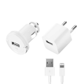 Набор: АЗУ+СЗУ 1.2А, дата-кабель 8-pin для Apple, белый, Ultra, Deppa Набор: АЗУ+СЗУ 1.2А, дата-кабель 8-pin для Apple, белый, Ultra, Deppa