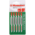 Пилка для лобзика Hammer Flex 204-118 JG WD-PL T144D дерево, 74мм, шаг 4.0-5.2, HCS, 5 шт.