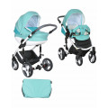 Tutis Mimi Plus PR - коляска 2 в 1 белая рама бирюзабелыйлеопард Tutis Mimi Plus PR - коляска 2 в 1 белая рама бирюзабелыйлеопард