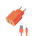 СЗУ 2 USB 2.1А, дата-кабель 8-pin для Apple (MFI), оранжевый, Ultra, Deppa СЗУ 2 USB 2.1А, дата-кабель 8-pin для Apple (MFI), оранжевый, Ultra, Deppa