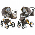 Adamex Barletta - коляска 3 в 1 серая с принтом CITY BROWN Adamex Barletta - коляска 3 в 1 серая с принтом CITY BROWN