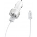 АЗУ Devia Smart Dual USB Car Charger Suit 2 USB + кабель Micro USB, белый