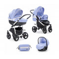 Tutis Zippy New To-To - коляска 3 в 1 на белой раме, бежево-сиреневая