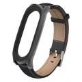 Кожаный ремешок для браслета Mijobs для Xiaomi Mi band 3, черный