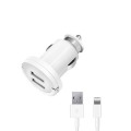АЗУ 2 USB 3.4А, дата-кабель 8-pin для Apple (MFI), белый, Ultra, Deppa АЗУ 2 USB 3.4А, дата-кабель 8-pin для Apple (MFI), белый, Ultra, Deppa