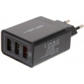 СЗУ адаптер Tech 3 USB (модель NQC-3A)  Qick charge 3.0 черный, Redline