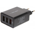 СЗУ адаптер Tech 3 USB (модель NQC-3A) Qick charge 3.0 черный, Redline