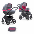 Tutis Zippy To-To - коляска 2 в 1 на черной раме серо-малиновый Tutis Zippy To-To - коляска 2 в 1 на черной раме серо-малиновый