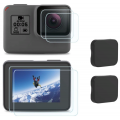 Защитное закаленное стекло и крышка на объектив для GoPro Hero 5, Hero 6, 2 шт., черный