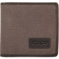 Портмоне Zippo, коричневый, натуральная кожа/холщовая ткань, 11×1,5×10,5 см 2005120
