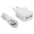 СЗУ 2 USB 3.4А, дата-кабель microUSB, белый, Ultra, Deppa СЗУ 2 USB 3.4А, дата-кабель microUSB, белый, Ultra, Deppa