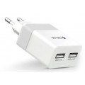 СЗУ адаптер 2 USB 2,4A Rockwall 2 Travel Charger белый+серебряный, Devia