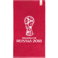 Полотенце махровое FIFA Официальная эмблема чемпионата 70х130 красный гранат и белый