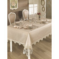 Комплект скатерть Finezza Hanedan 160x230 с гипюром и салфетки 40х40 кремовая