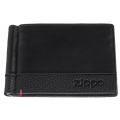 Зажим для денег Zippo с защитой от сканирования RFID, цвет чёрный, натуральная кожа, 11x1x8,2 см
