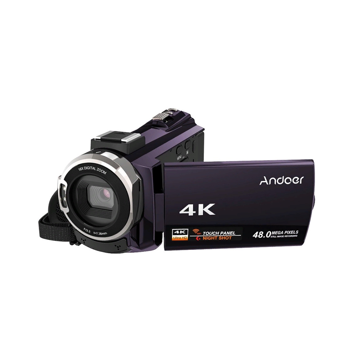 Видеокамера Цифровая Andoer 4K 1080P 48MP WiFi, фиолетовый