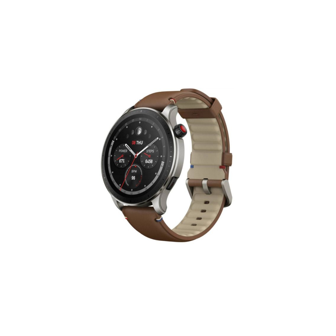 Умные часы Amazfit GTR 4, коричневый кожаный ремешок