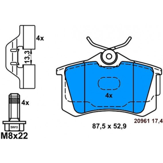 Колодки тормозные задние ATE 13.0460-2894.2 для VAG / Renault / Peugeot